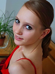 Legal age teenager takes off her red costume and..
